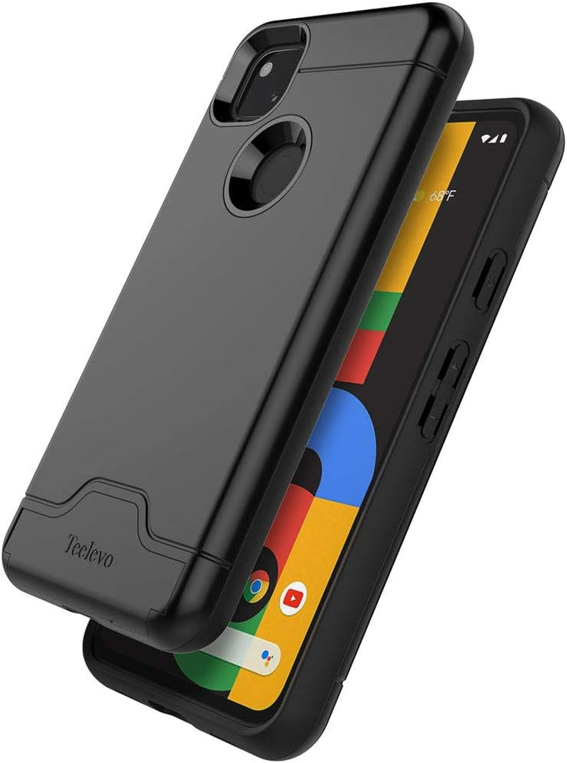Teelevo Wallet Case for Google Pixel 4A [NOT Compatible with Pixel 4A 5G], Dual Layer Case with Card Slot Holder for Google Pixel 4A - Black  Teelevo   
