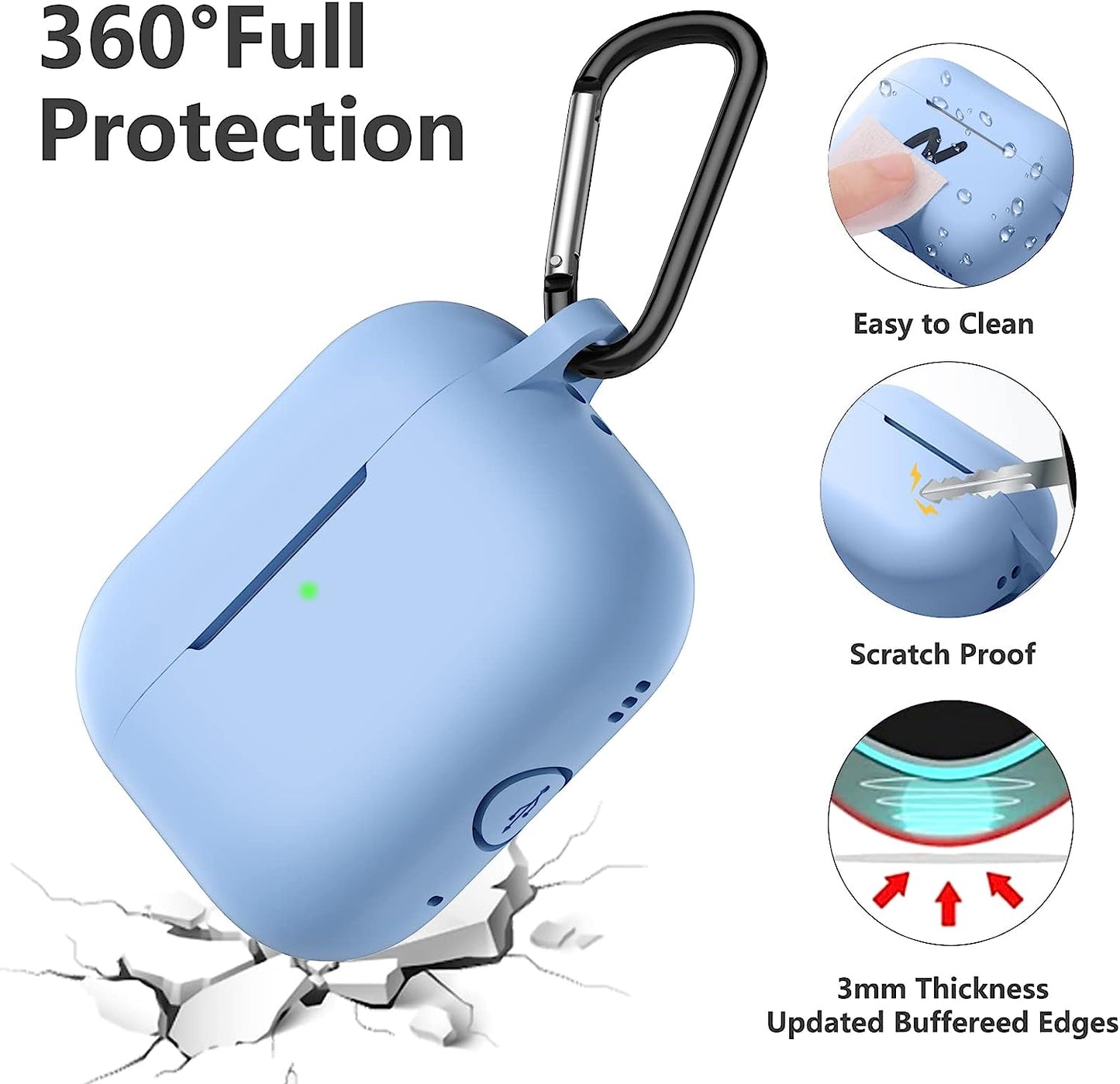 Lerobo for Airpods Pro 2Nd/1St Generation Case Cover with Keychain & Lanyard,Soft Silicone Skin Full Protective Airpod Pro Case for Apple Airpod Pro 2022/2019 Charging Case [Front LED Visible] Lilac  PJStore-US   