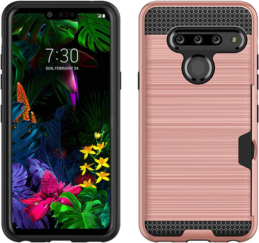 Case for LG G8, Thinq Case with Card Slot Holder, Shock Absorption Case Protective Cover for LG G8(Rose Golden)  jia   