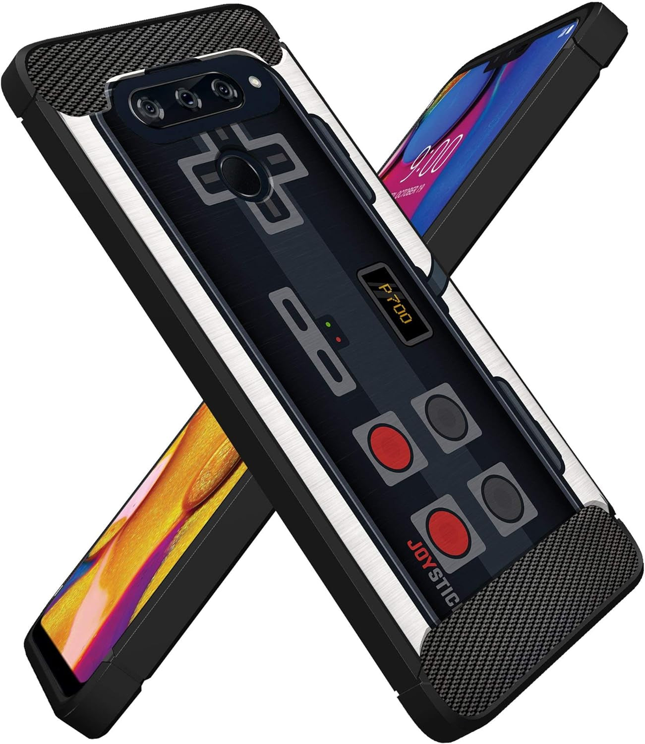 Casesondeck Case Compatible with [LG G8 Thinq/Lg G8] Pictorial Patterned TPU Design Case Flexible Slim and Elegant (Black Retro Control)  CasesonDeck   