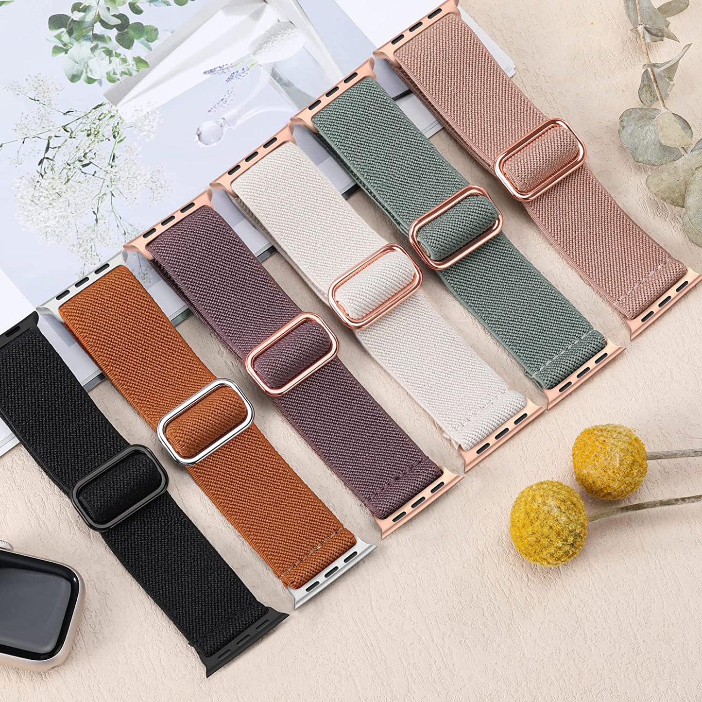 OYODSS 6 Pack Stretchy Solo Loop Band Compatible with Apple Watch Bands 38Mm 40Mm 41Mm 42Mm 44Mm 45Mm 49Mm, Nylon Sport Strap with Metal Connectors for Iwatch Ultra Series 8/7/6/5/4/3/2/1 SE Women Men  OYODSS   