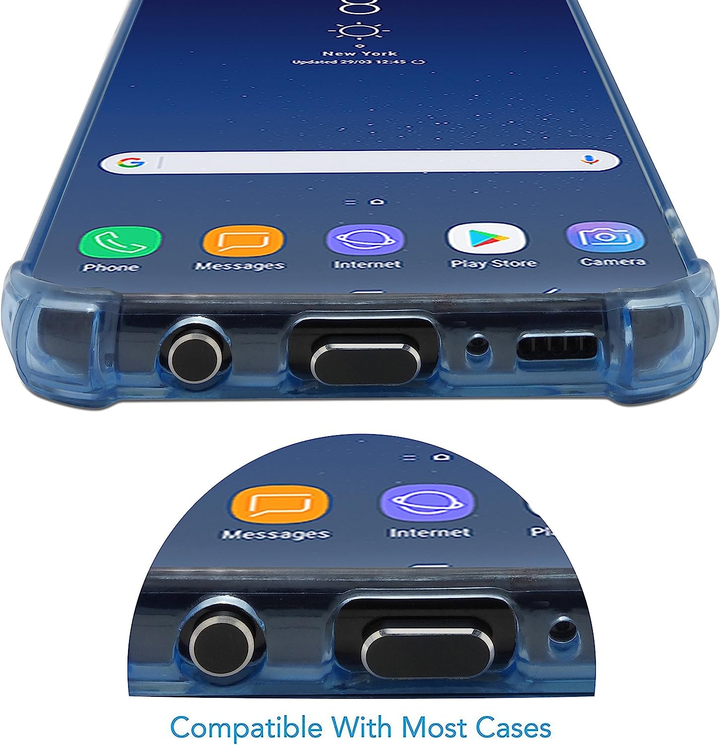 Portplugs USB C Set - Dust Plug Compatible with S20, Ultra, Plus, S10/S9/S8, Note, Any Type C Ports, Aluminum Finish, Includes Holders, SIM Card Removal & Brush (Black)  PortPlugs   