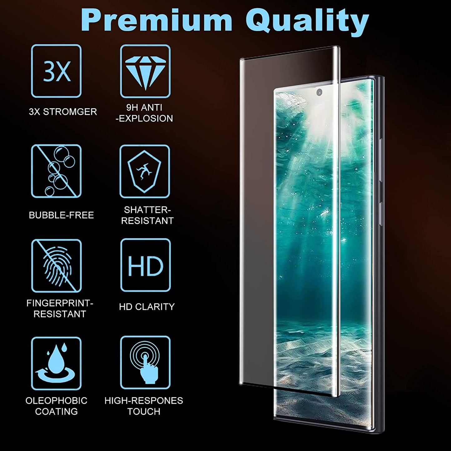 [2+2 Pack] Galaxy S22 Ultra Screen Protector, 9H Tempered Glass, Ultrasonic Fingerprint Support, 3D Curved, HD Clear Scratch Resistant for Samsung Galaxy S22 Ultra 5G Glass Screen Protector  Samcorn   