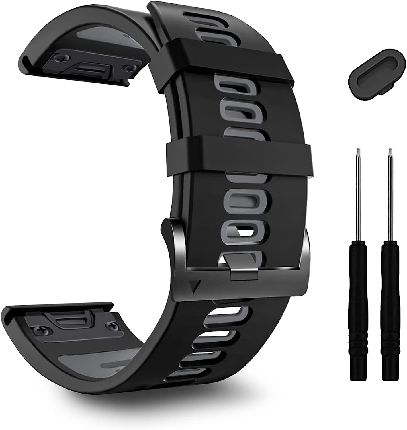 Compatible with Garmin Watch Bands,26Mm Width Soft Silicone Quick Release Straps for Fenix 7X/Enduro/Fenix 6X Pro/Fenix 6X/Fenix 5X Plus/Fenix 3/Fenix 3 Hr/Descent Mk1/D2 Delta Px/Tactix Delta,Black-Grey  ZPJPPLX Black/Grey  