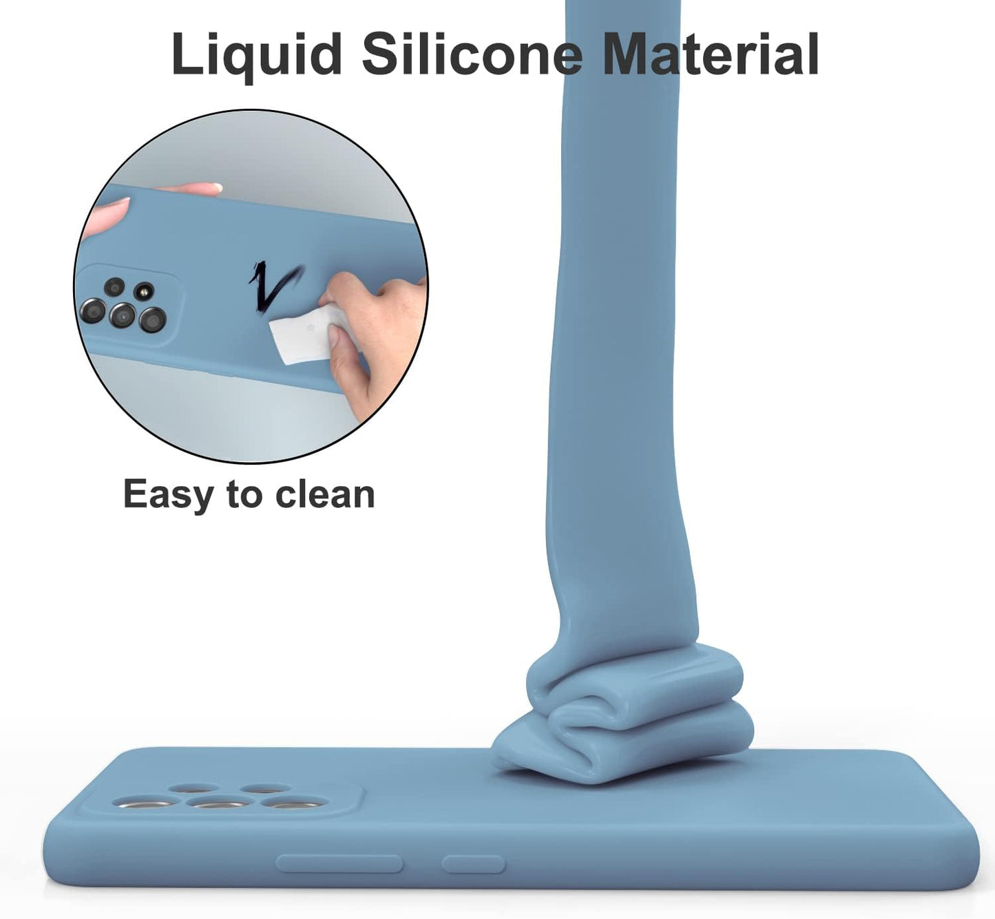 SYMOCA Liqiud Silicone Case for Samsung Galaxy A53 5G Silky Silicone Slim Full-Body Protective Shockproof Cover with Microfiber Lining Compatible with Galaxy A53 5G 6.5" (Jean Blue)  SYMOCA   