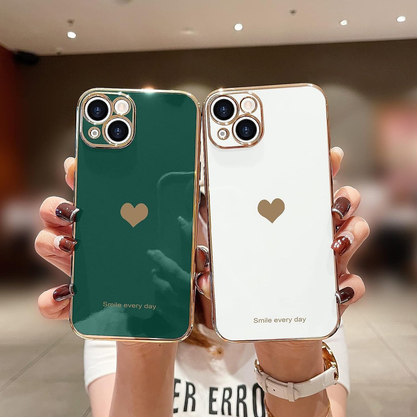 Teageo for Iphone 14 plus Case for Women Girl Cute Love Heart Luxury Plating Soft Bling Back Cover Raised Full Camera Protection Bumper Silicone Shockproof Phone Case for Iphone 14 Plus, White  janzee   