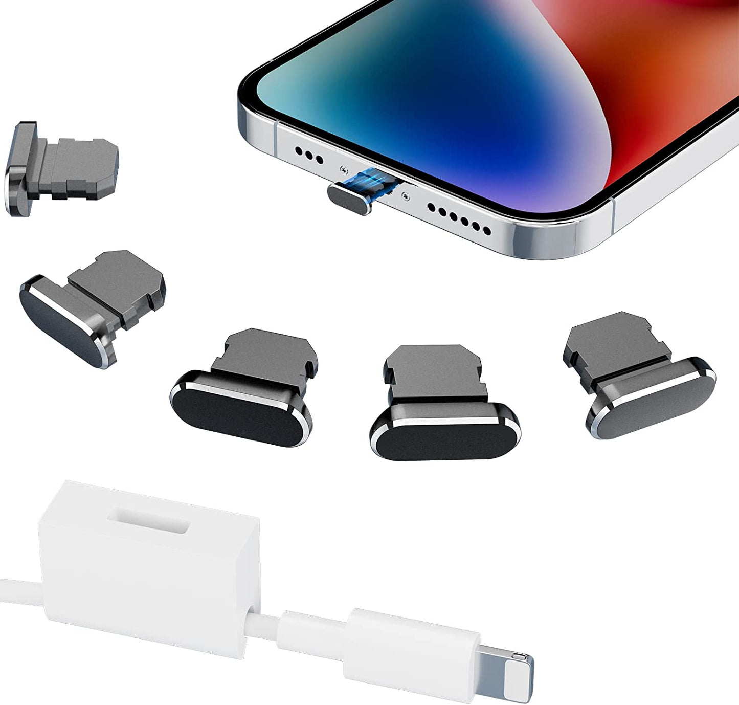 ASKUBSKU anti Dust Plugs for Iphone 14 Pro Max 13 12 SE [5 Pack], Lightning Port Plugs for Apple Charging Port Protector Anti-Dust Plug for Iphone 13 Pro Max SE 12 11 X XR for Airpods Pro  ASKUBSKU   