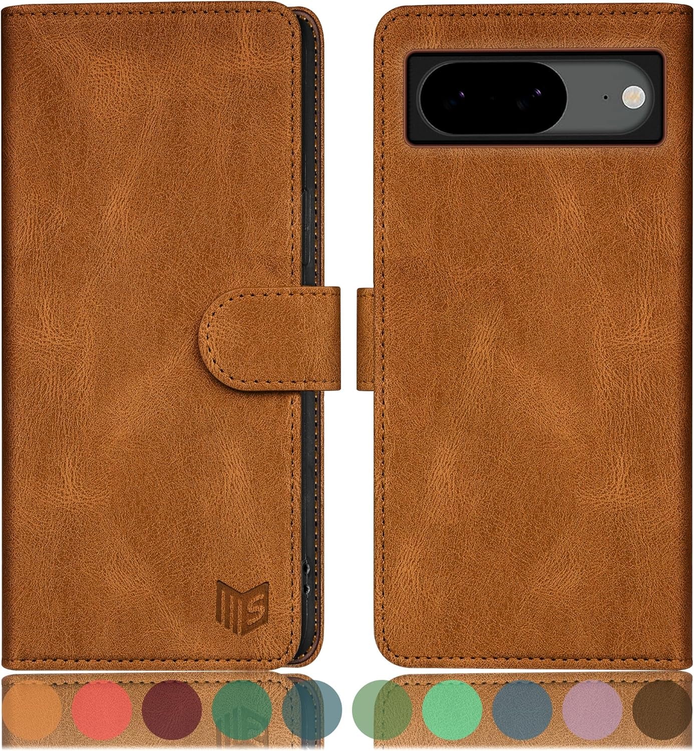 SUANPOT for Google Pixel 8 5G Wallet Case with RFID Blocking Credit Card Holder,Flip Book PU Leather Protective Cover Women Men for Pixel 8 Phone Case Blue Green  SUANPOT Light Coffee  