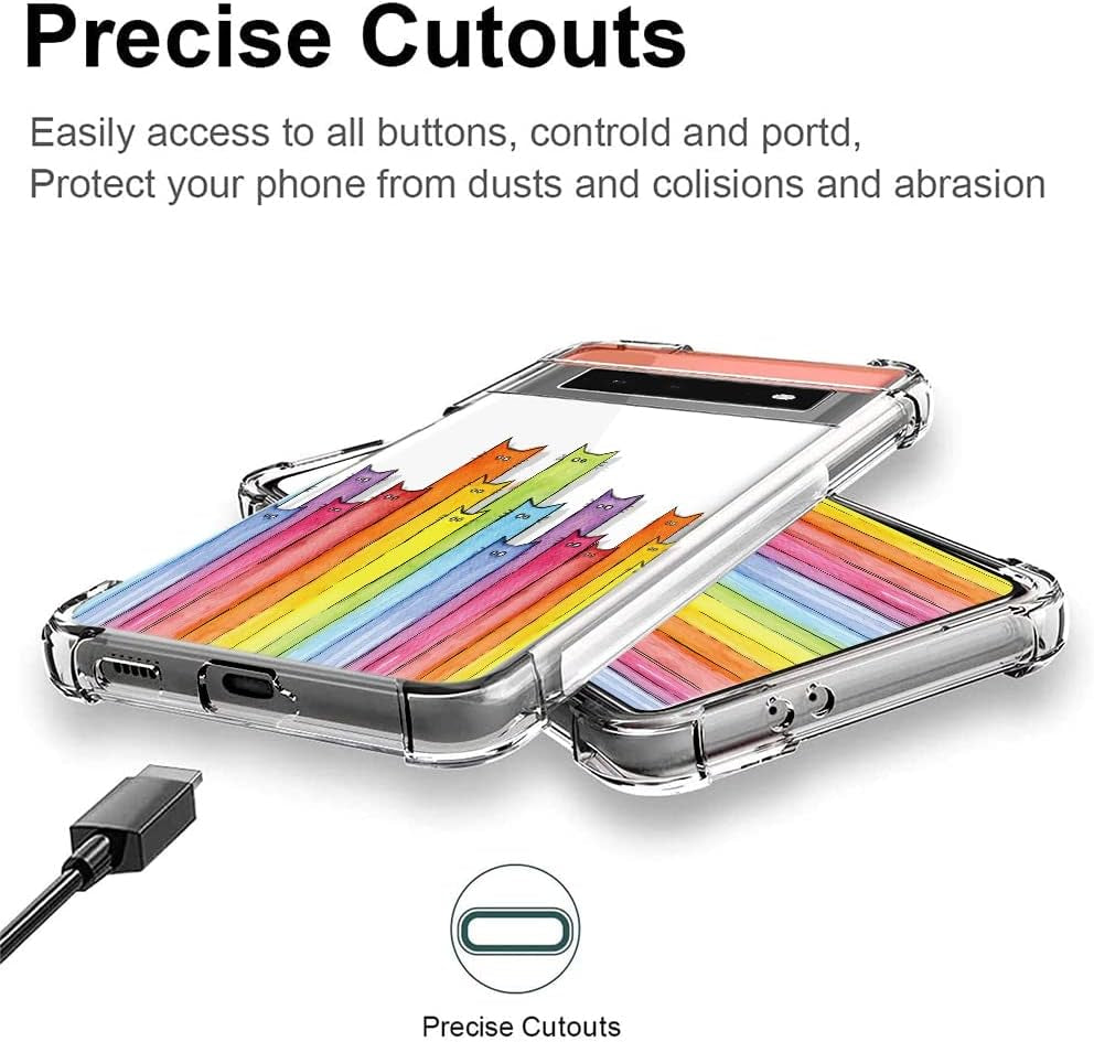 BEIMEITU for Google Pixel 6 Clear Case Kids Cute Cat Colored, Women Girls Kids Cartoon Cat Pattern Lovely Case Cover, Shockproof Protect Girly Phone Case for Google Pixel 6 6.4"  BEIMEITU   