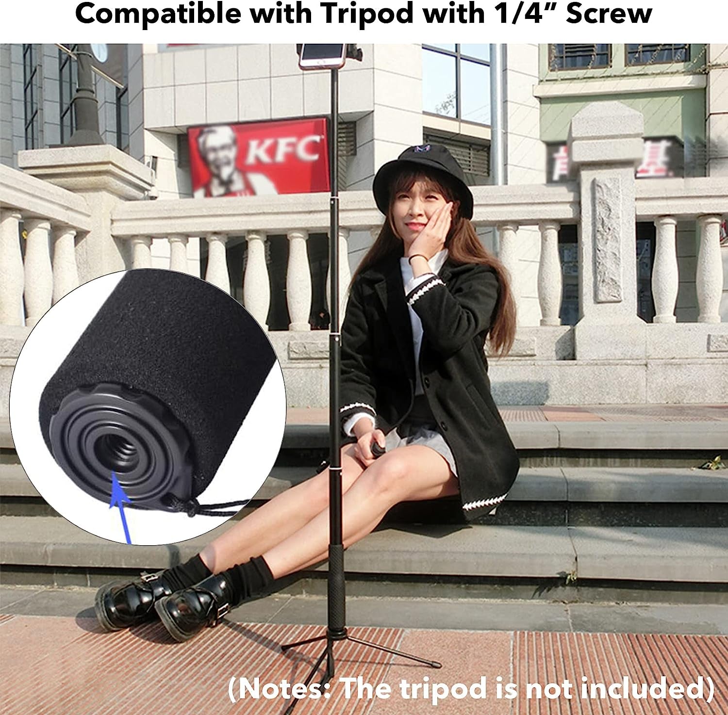 Homeet 36" Telescopic Action Camera Selfie Stick Expandable Handheld Pole Monopod with 1/4 Inch Adapter for Action Cameras  Homeet   