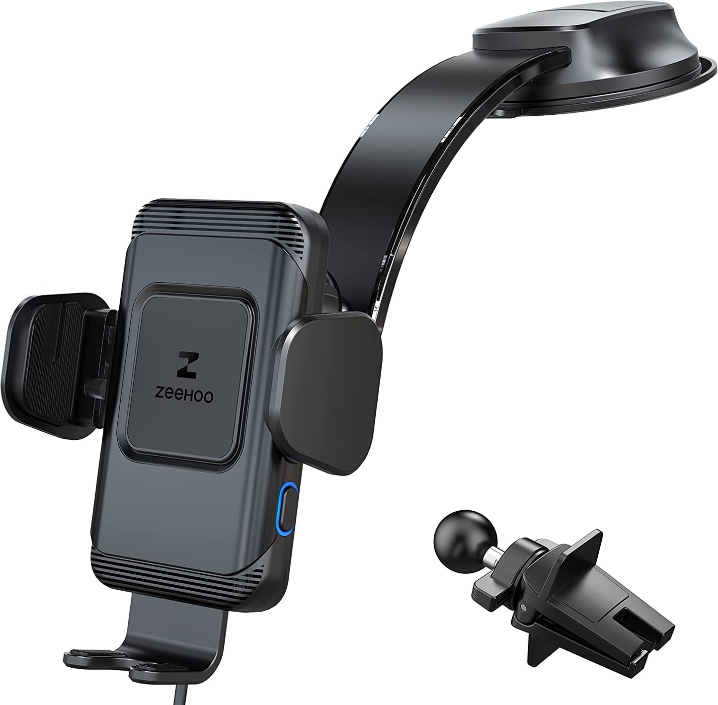 Zeehoo Wireless Car Charger,15 W Fast Charging Auto-Clamping Car Mount,Windshield Dash Air Vent Phone Holder for Iphone 14 13 12 Mini 11 Pro Max XS XR 8,Samsung S22 S21 S20 Note 20 10 9 8  ZEEHOO Black  