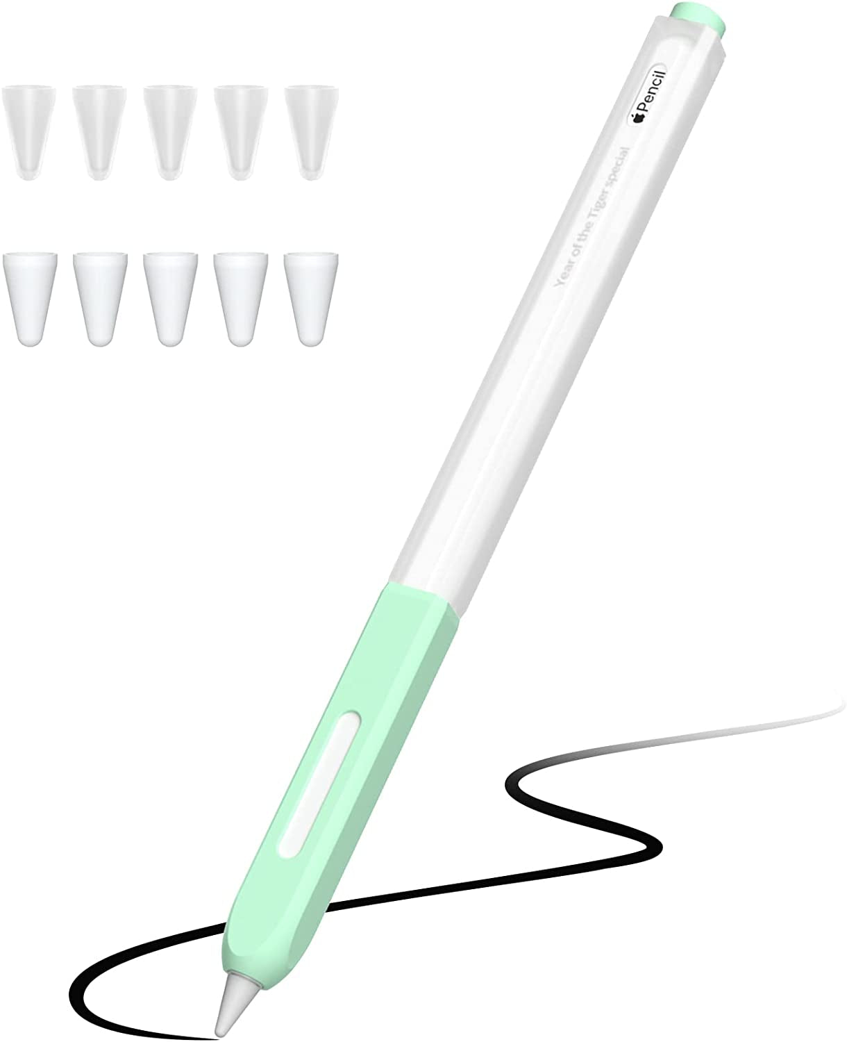 JOOSKO Pencil Case Compatible with Apple Pencil 2Nd Generation Cover Sleeve,Silicone Translucent Duotone，[With 10 Silicone Tip Cover],Support Magnetic Wireless Charging (Pink)  JOOSKO Mint  