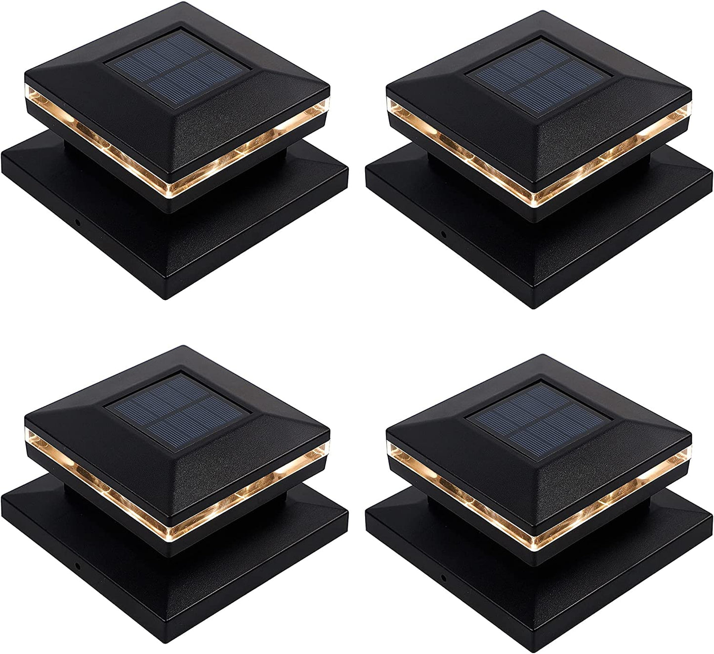 MAGGIFT 15 Lumen Outdoor Post Cap Light for Fence Deck or Patio, Warm White High Brightness SMD LED Lighting, Lamp Fits 4X4, 5X5 or 6X6 Wooden Posts, 6 Pack  MAGGIFT Black 4 pack 