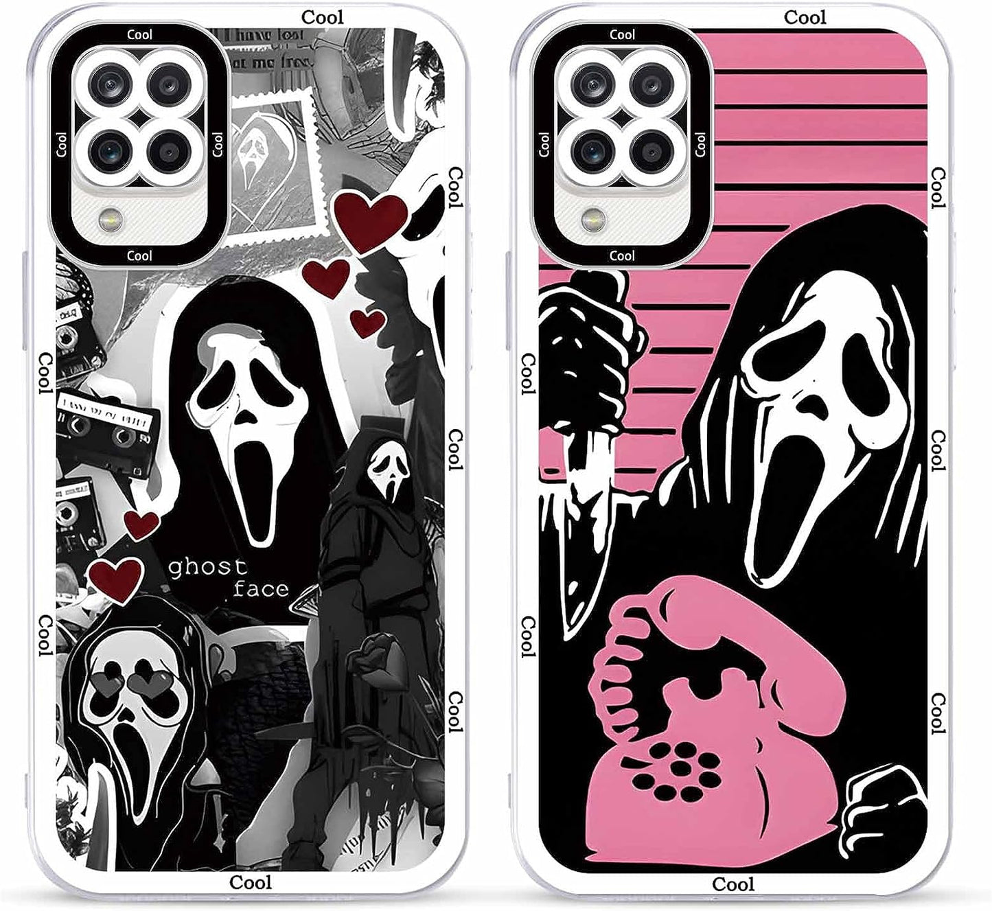 2 × Phone Case for Samsung Galaxy S20/S11E Case Clear 6.2",Scream Horror Movie Printed, Cute Skull Pattern Design Transparent Cases for Women Men Girls, Soft TPU Funda for Samsung S20/S11E,Ghost Face  DZY US Samsung Galaxy A12 (4G)  