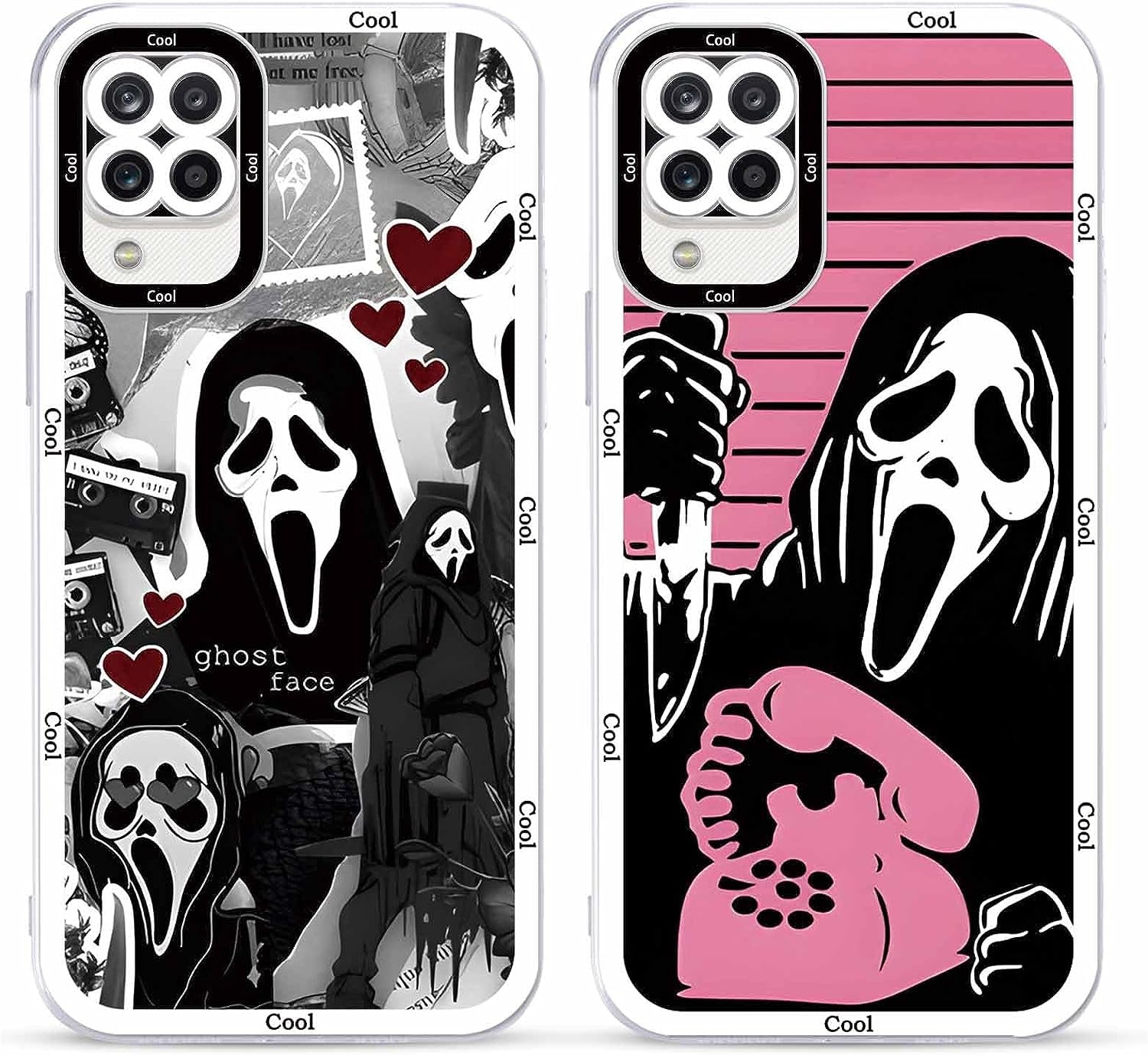 2 × Phone Case for Samsung Galaxy S20/S11E Case Clear 6.2",Scream Horror Movie Printed, Cute Skull Pattern Design Transparent Cases for Women Men Girls, Soft TPU Funda for Samsung S20/S11E,Ghost Face  DZY US Samsung Galaxy A12 (4G)  