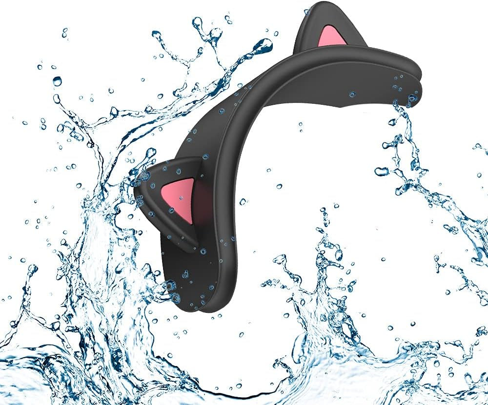 Replacement Headband Cover Soft Washable Silicone Cute Cat Ears Headband Protectors Cushion Compatible with Apple Airpods Max Headphones (Black)  CONVELIFE   