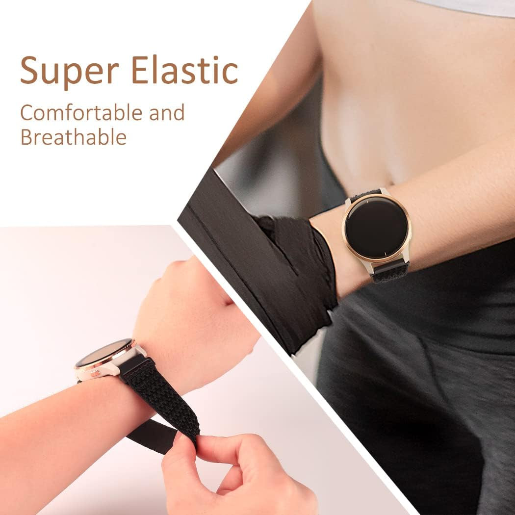 3 Pack Stretchy Nylon Watch Bands Compatible with Garmin Venu/Venu Sq, 20Mm Loop Elastic Straps for Garmin Vivoactive 3,Venu 2 Plus,Vivoactive 3 Music,Forerunner 645/55/245 Music for Women Men.  bolesi   