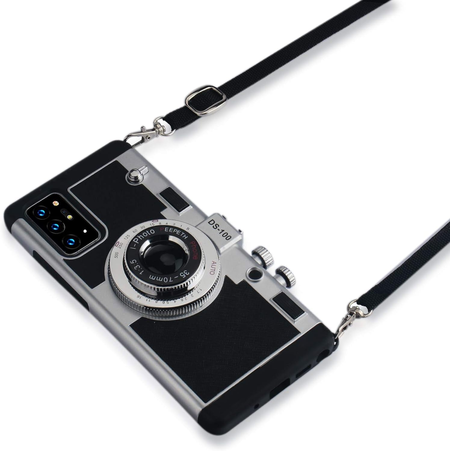 Awsaccy Emily in Paris Phone Case for Samsung Galaxy S22 Ultra 5G 6.8 Inch Camera Case Vintage Cover Cute 3D Cool Unique Design Silicone Case with Removable Neck Strap Lanyard for Girls Women Black  Awsaccy For Note 20  