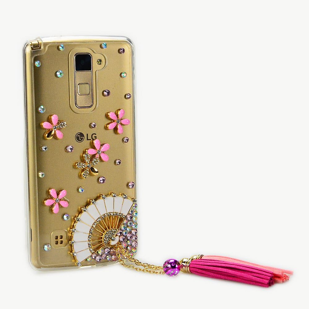 STENES LG G6 / LG G6 plus Case - Luxurious Series 3D Handmade Sparkly Crystal Bling Cover Hybrid Drop Bumper Protection Case with Retro Bows anti Dust Plug - Fan Chain Tassel Flowers  STENES   