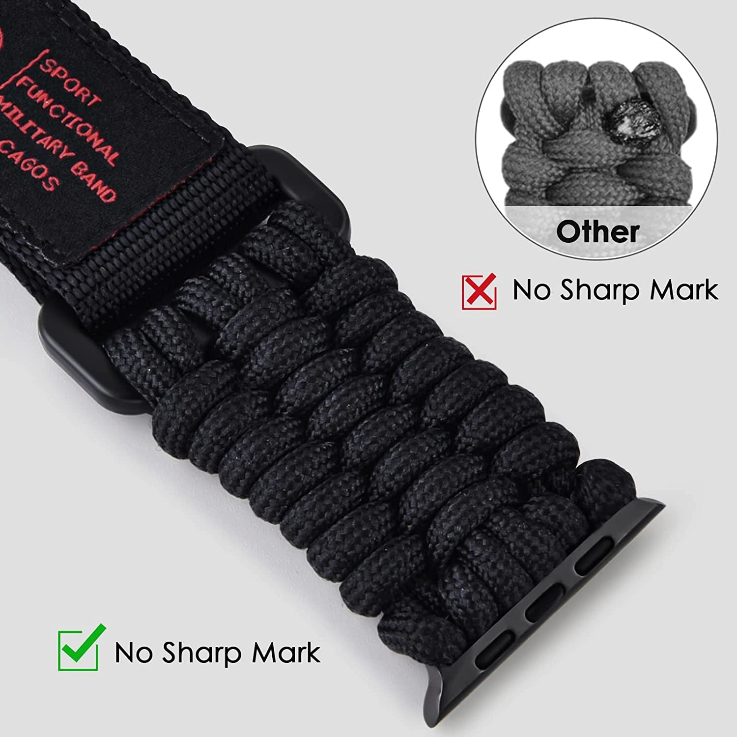 CAGOS Compatible with Apple Watch Band 49Mm 45Mm 44Mm 42Mm, Rugged Survival Paracord Nylon Strap Braided Sport Loop for Iwatch Bands Ultra Series 8 7 6 5 4 3 2 1 SE Men  CAGOS   