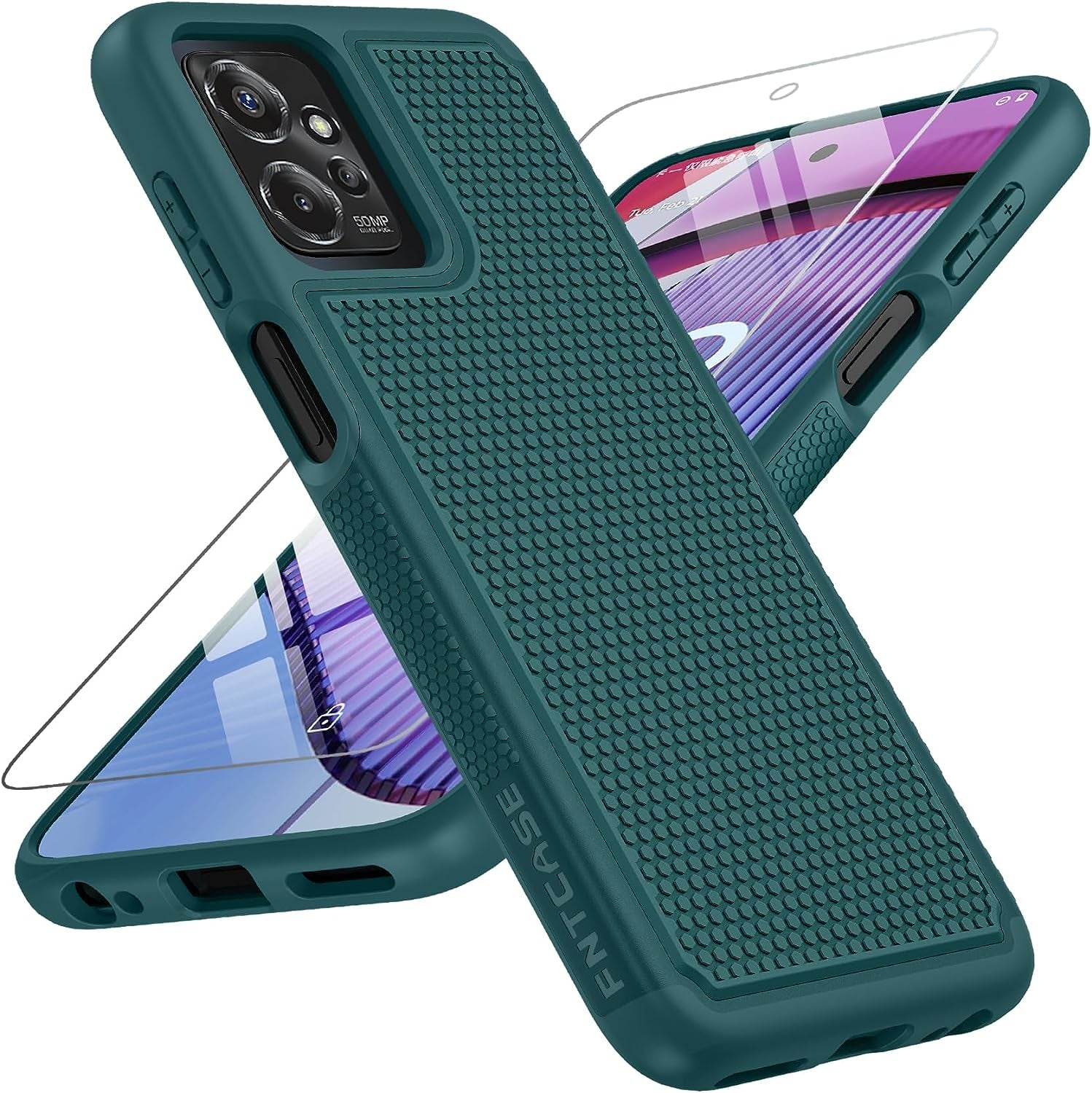 FNTCASE for Motorola Moto G-Power-5G 2023 Case: Moto G 5G 2023 Case Dual Layer Shockproof Protective Textured Design Cell Phone Cover Heavy Duty Rugged Tough Back Hardshell Hybrid Slim Basic Case  FNTCASE Dark Green 2023 Phone Case  
