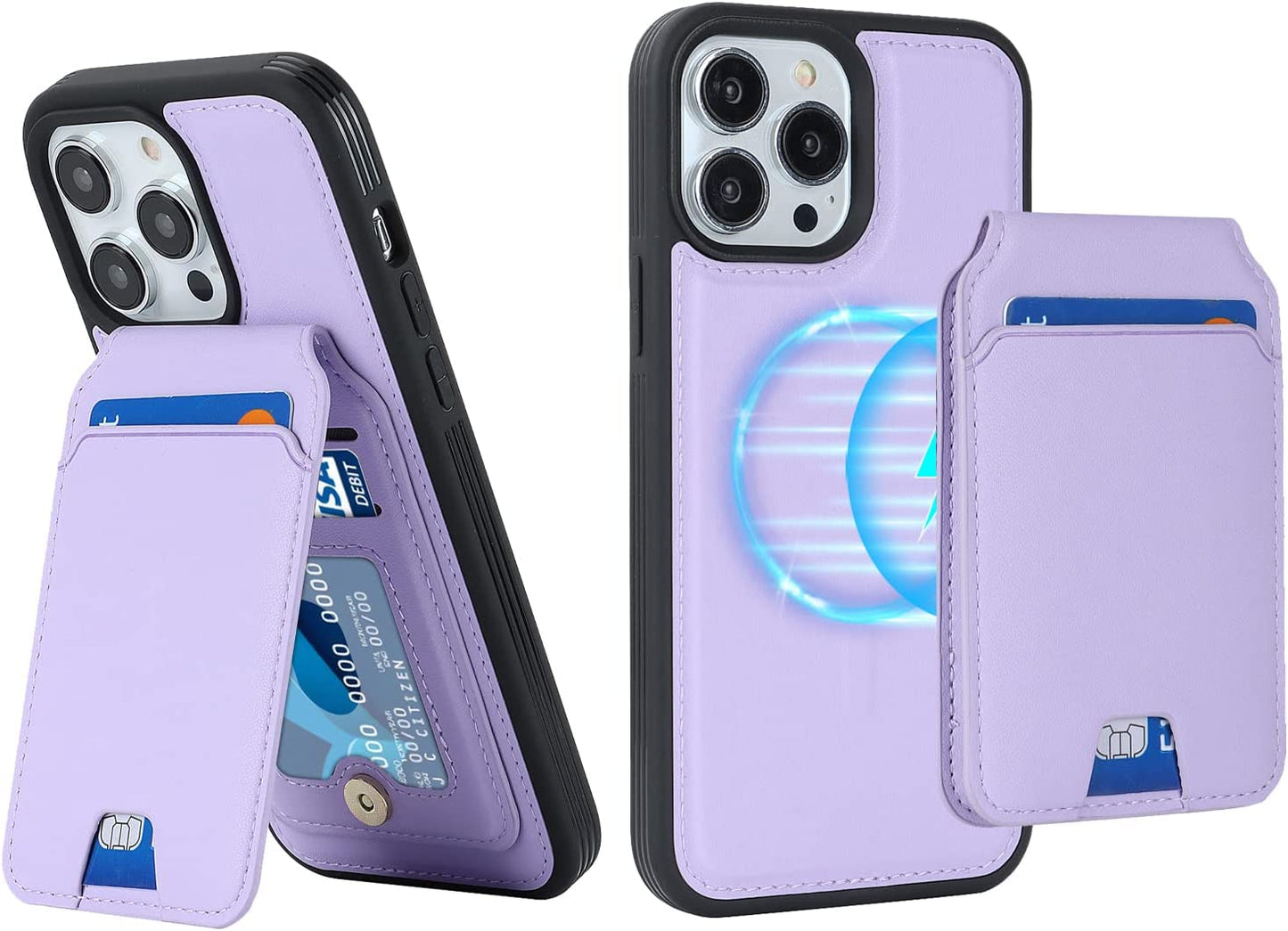 Ｈａｖａｙａ Iphone 13 Pro Max Phone Case Magsafe Compatible,Iphone 12 Pro Max Case Wallet with Card Holder,Magnetic Detachable,Magnetica Mag-Safe Cover with Kickstand for Women and Men-Purple  Ｈａｖａｙａ   