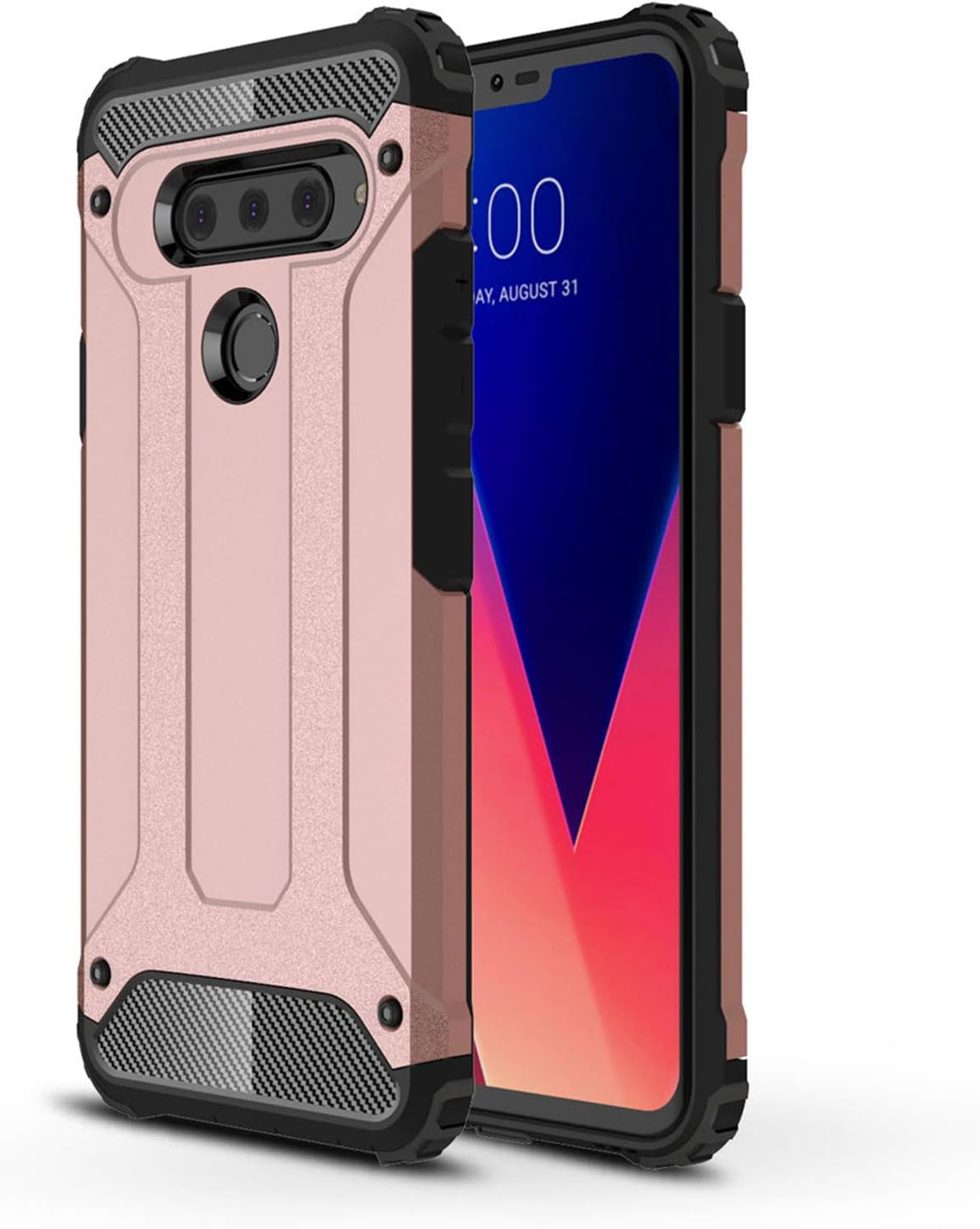 LG V40 Thinq Case, Torryka Drop Protection Shockproof Sleek Slim-Fit Durable Anti-Scratch Dual Layer Shockproof Dustproof Armor Case for LG V40 Thinq (Rose Gold)  Torryka   