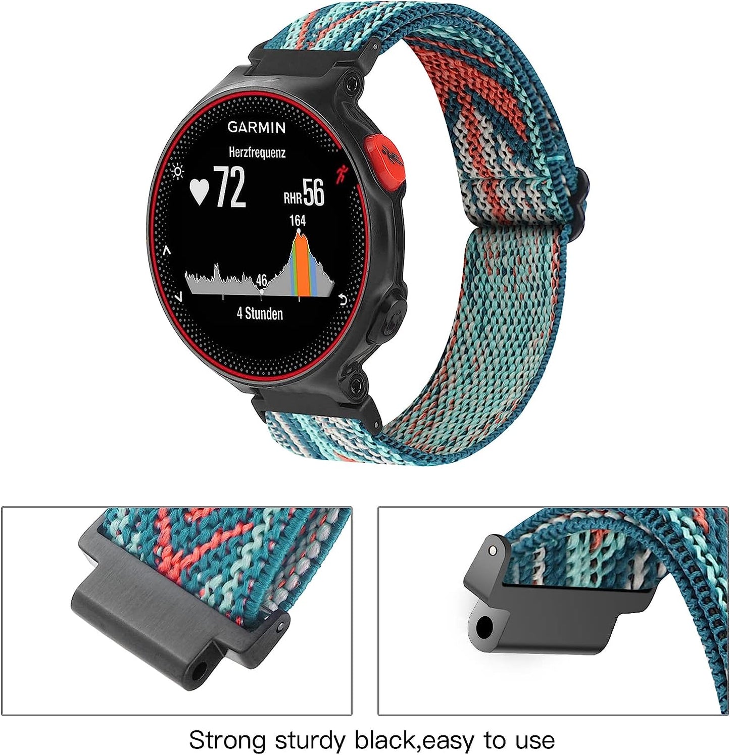 Adjustable Elastic Watch Band Compatible with Garmin Forerunner 235, Nylon Breathable Sports Replacement Wristbands for Forerunner 220/230/620/630/735Xt/235Lite for Women Men  WONFAITH   