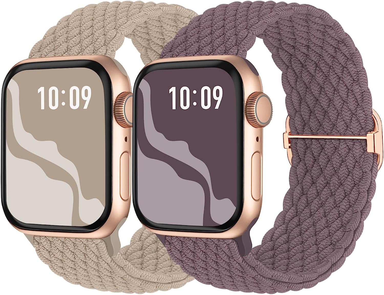 Braided Solo Loop Compatible with Apple Watch Band 38Mm 40Mm 41Mm 42Mm 44Mm 45Mm 49Mm, Stretchy Sport Bands Women Men Elastic Nylon Wristband for Iwatch Series 8 7 6 SE 5 4 3 2 1 Ultra  Suitisbest Smoke Violet/Milk Tea 38mm/40mm/41mm 