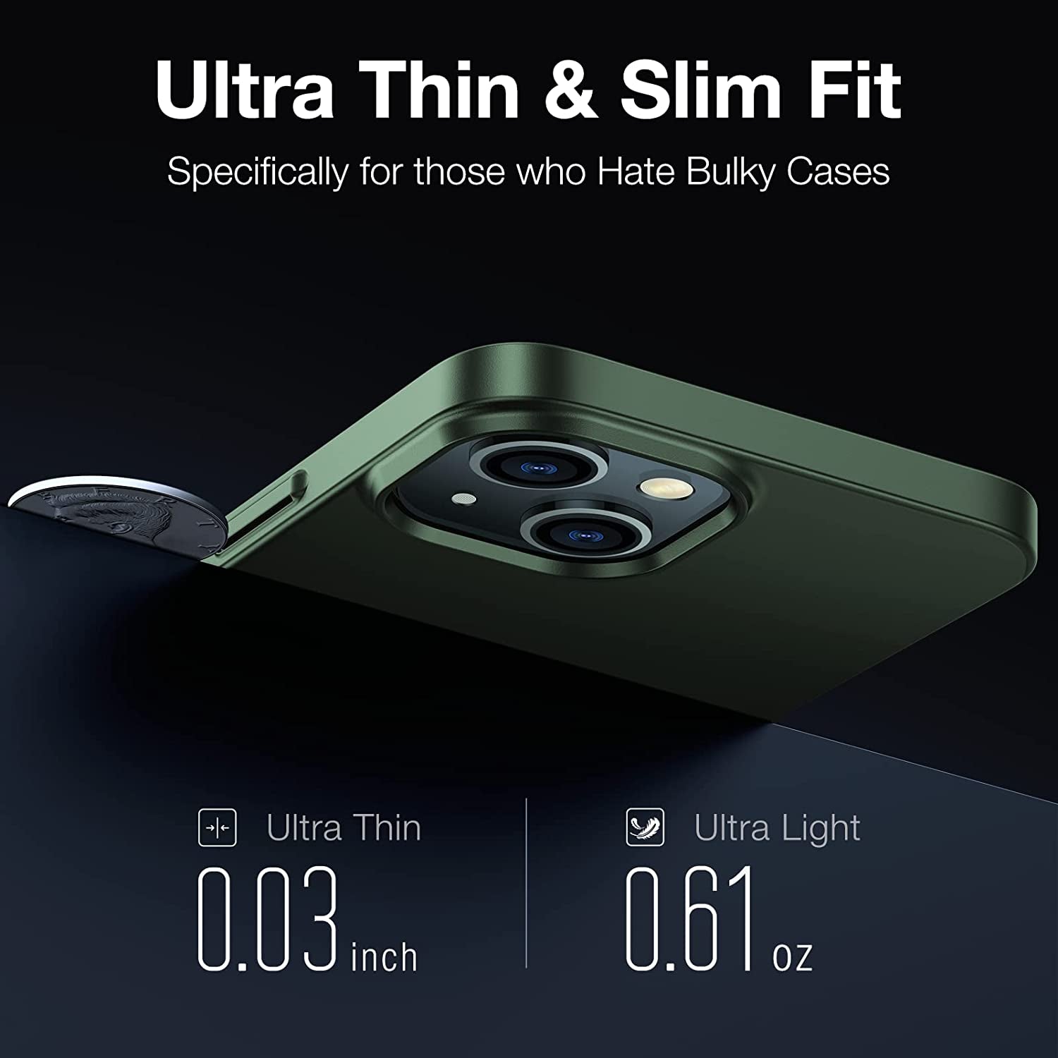 TORRAS Slim Fit for Iphone 14 Case/Iphone 13 Case Ultra-Thin Sturdy Protective Cover with Non-Slip Grip & No Fingerprint Hard Plastic Phone Case for Iphone 14/13 (6.1"), Christmas Tree Green  TORRS   