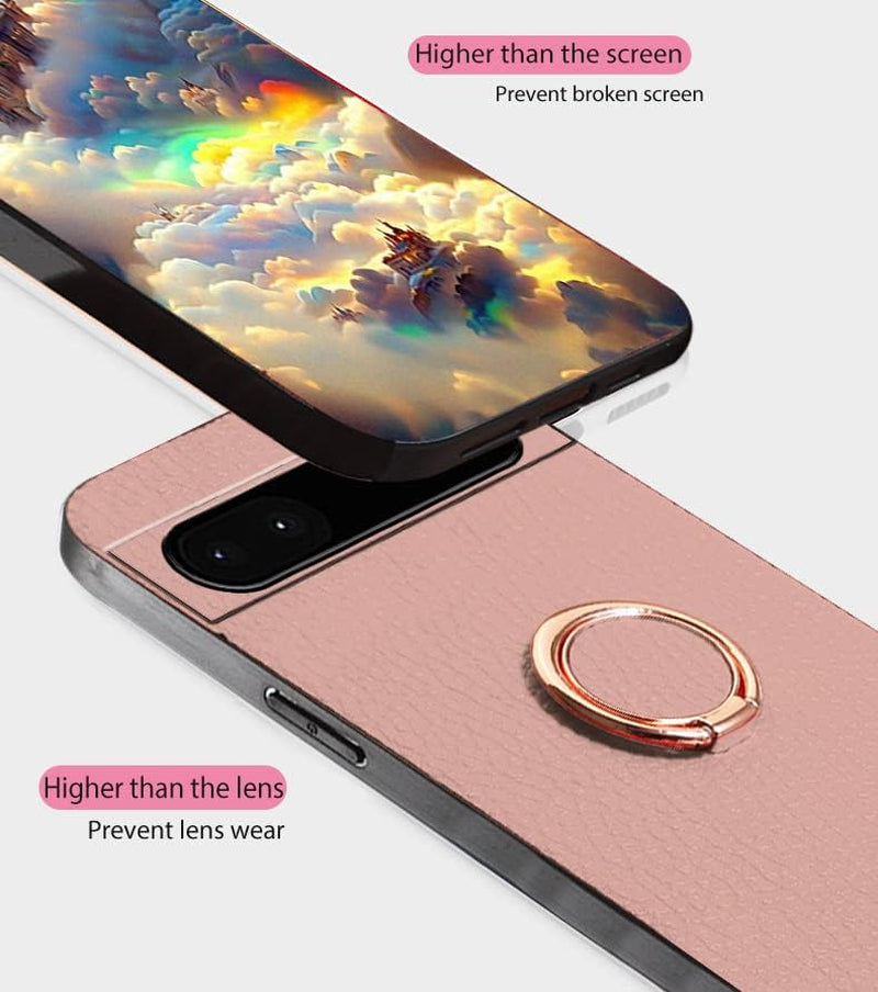 Compatible with Google Pixel 6 Pro Case with Ring Kickstand Pink,Google Pixel 6 Pro Phone Case Lychee Pattern Silicone Shockproof Holder Soft TPU Protective Slim Cover (Pink) …  Wousunly   