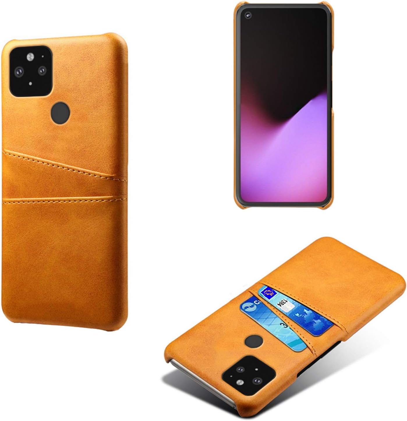 FHZXHY Google Pixel 4A 5G Phone Case PU Leather Wallet Card Holder Protective Case for Google Pixel 4A 5G(6.2 Inch 2020)-Blue  FHZXHY Orange  