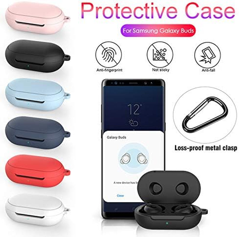 Earphone Storage Case Fashion Soft Silicone Full Protective Cover Case for Samsung Galaxy Buds (Buds+) with Anti-Loss Hook Tools Soft Earbuds Carrying Case Protective Accessories (Pink)  awtpm   