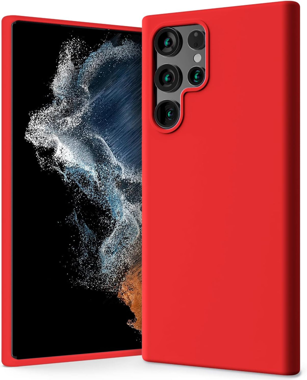 GOOSPERY Liquid Silicone Designed for Galaxy S22 Ultra Case (6.8 Inches) Silky-Soft Touch Full Body Protection Shockproof Cover Case with Soft Microfiber Lining - Red  GOOSPERY   