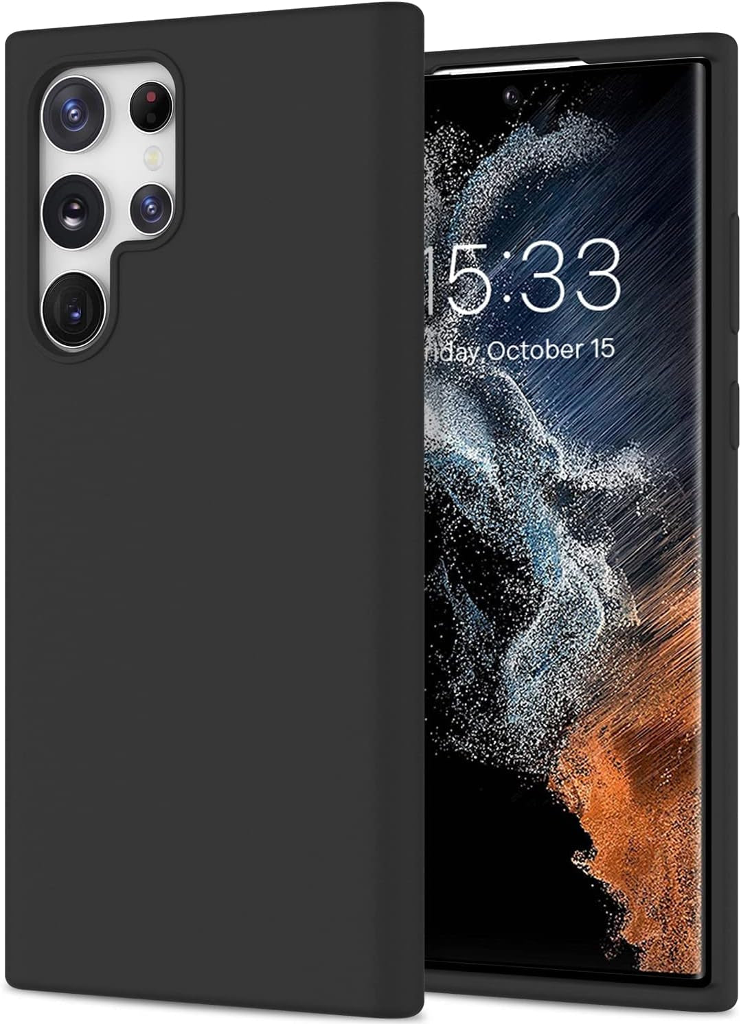 DEENAKIN for Samsung Galaxy S22 Ultra Case Silicone,Silky Smooth Flexible Gel Rubber Bumper Cover with Soft Microfiber Lining Slim Fit Protective Phone Case for Samsung Galaxy S22 Ultra Bright Yellow  DEENAKIN Black Samsung Galaxy S22 Ultra 