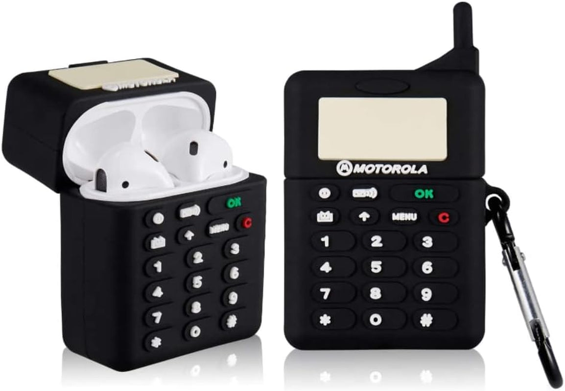 Silicone Airpod Cases | Generation 1&2 | Compatible with Airpods 1&2 Only | Comes with a Unique Keychain | Wireless Charging Case | Best Gifts for Your Loved Ones | Cool Product (Black Phone)  ZHAWK   