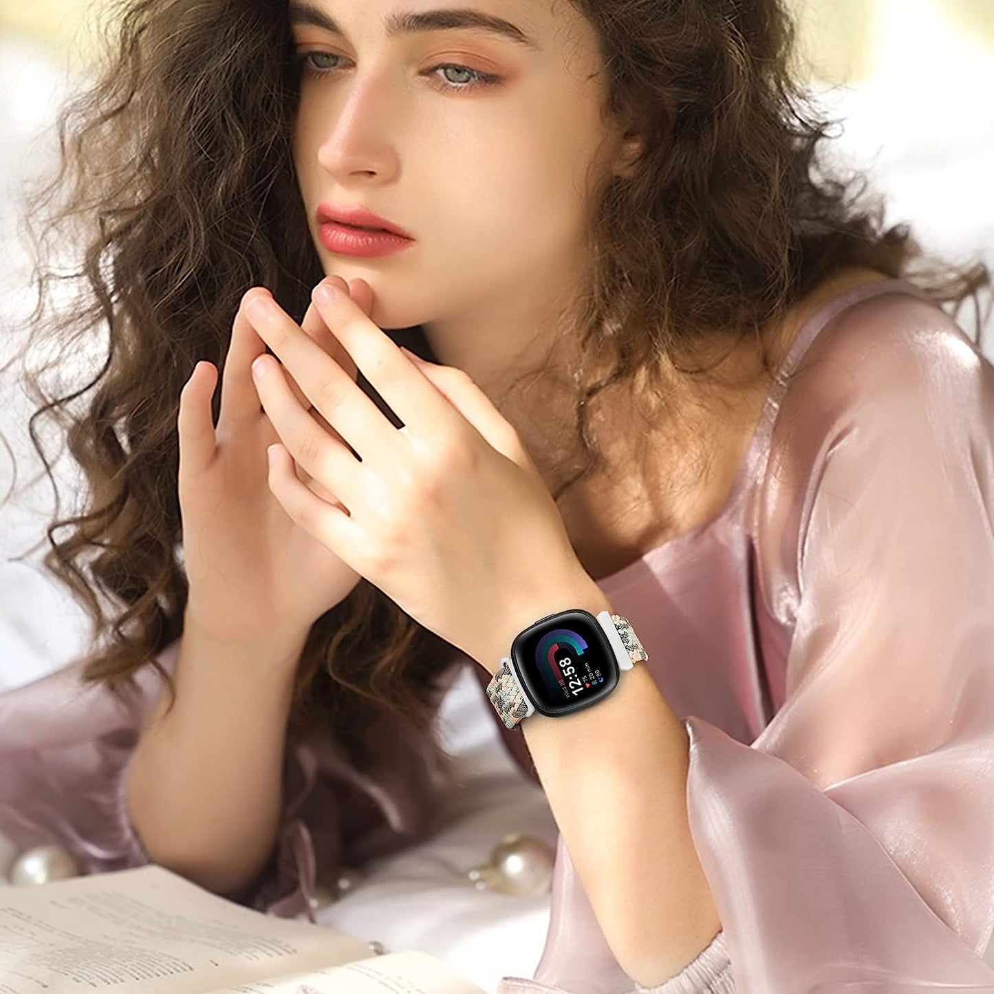 6 Packs Elastic Nylon Bands Compatible with Fitbit Versa 4 / Fitbit Sense 2 / Fitbit Versa 3 / Fitbit Sense, Adjustable Nylon Replacement Straps Wristband for Fitbit Versa 3/4 for Women Men  HUYIIO   