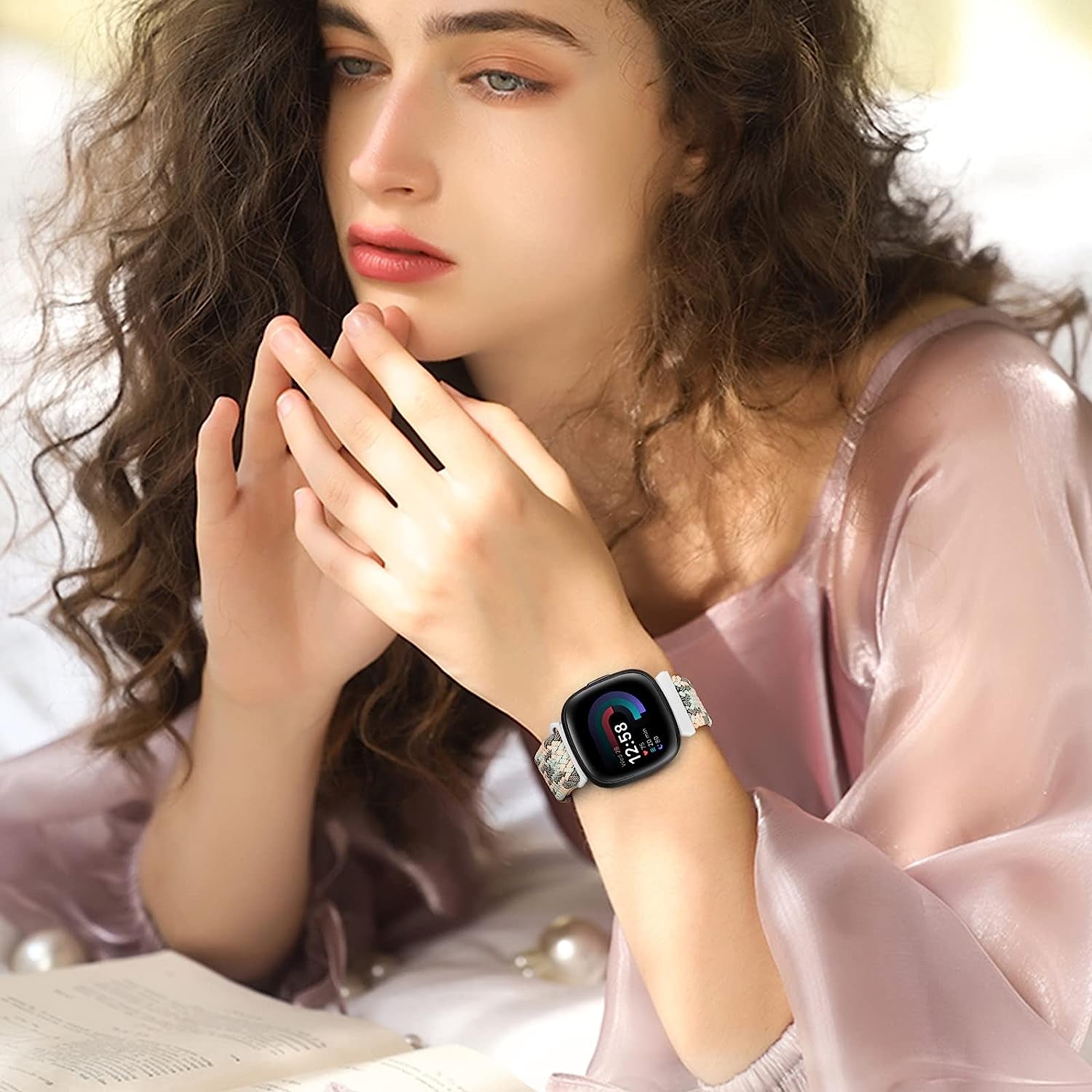 6 Packs Elastic Nylon Bands Compatible with Fitbit Versa 4 / Fitbit Sense 2 / Fitbit Versa 3 / Fitbit Sense, Adjustable Nylon Replacement Straps Wristband for Fitbit Versa 3/4 for Women Men  HUYIIO   