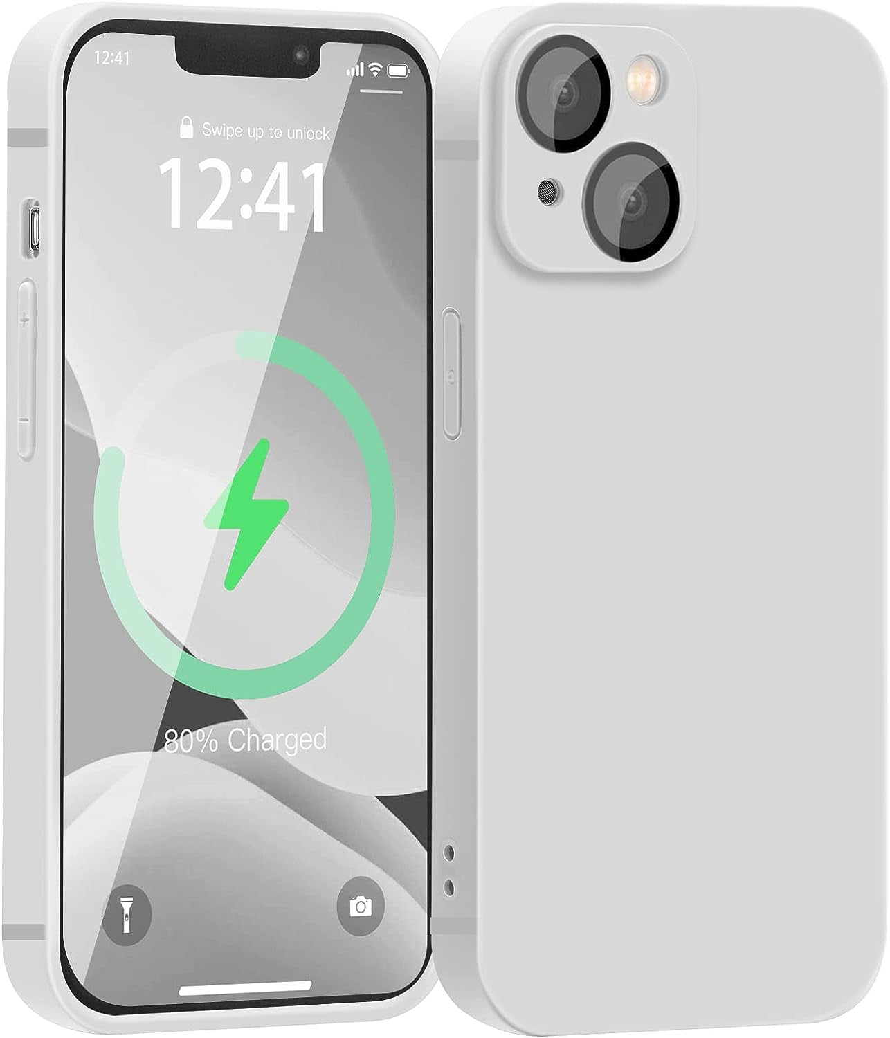 YZR Silicone Case Compatible with Iphone 13 Case (6.1 Inch 2021), with Camera Protection, Liquid Silicone Phone Case (Khaki)  YZR White  