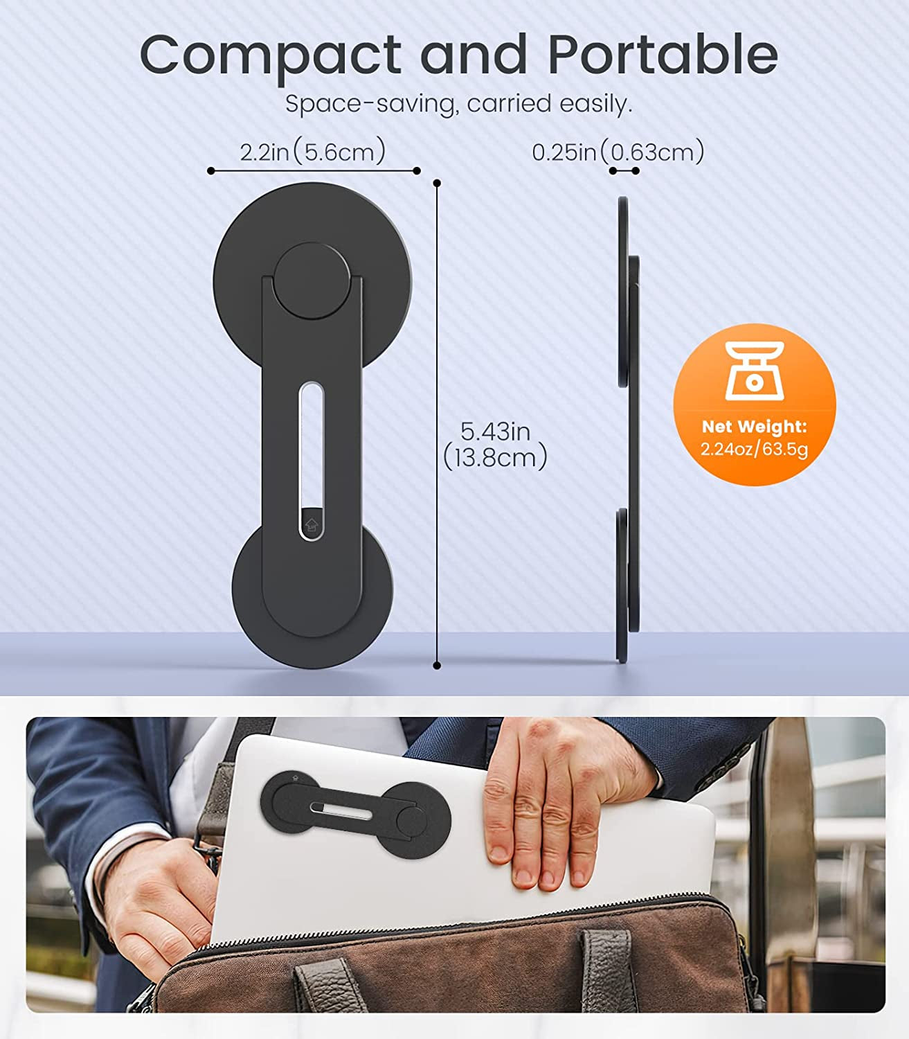 Moko Magnetic Laptop Phone Holder, 180° Adjustable Continuity Camera Mount for Ios 16/Macos 13 Ventura, Fits Iphone 14/13/12 Series, Slim Computer Expansion Bracket Stand for Smartphone, Black  MoKo   