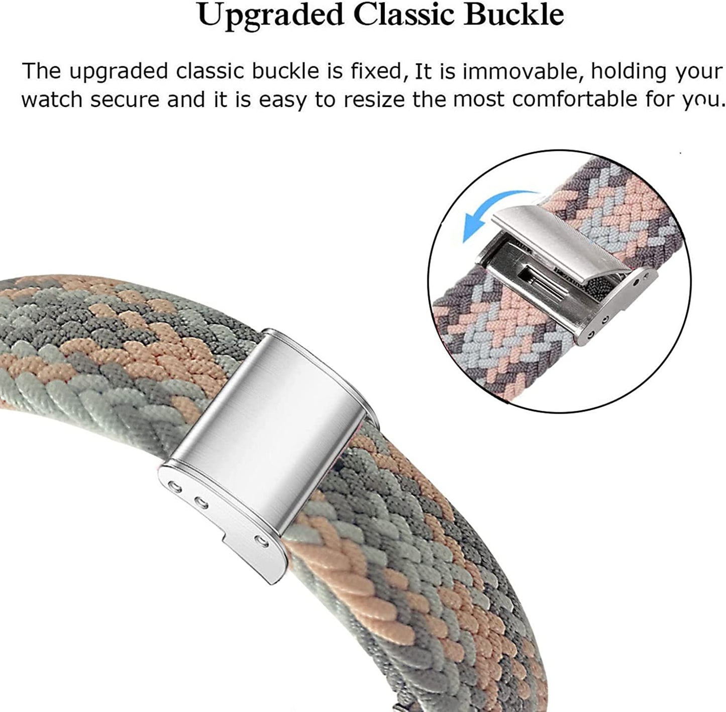 Krudary Nylon Elastic Watch Bands Compatible with Garmin Venu/Venu Sq, 20Mm Adjustable Fabric Breathable Soft Stretch Bracelet Strap for Garmin Vivoactive 3, Vivomove Hr/Style/Luxe  Krudary   