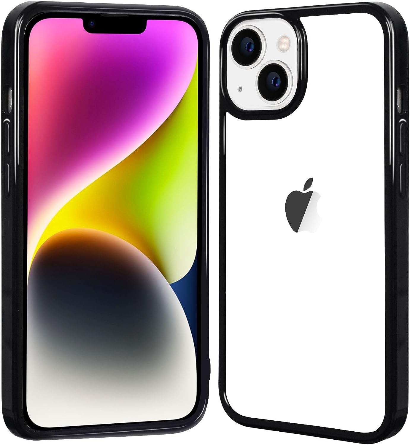 Jjgoo Compatible with Iphone 14 plus Case Clear, Non-Yellowing Shockproof Phone Case for Apple Iphone 14 Plus, Slim Anti-Scratch Hard PC Back Protective Cover Bumper 2022  JJGoo Black  