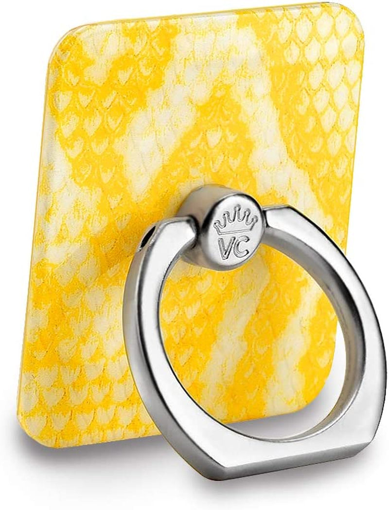 Velvet Caviar Cell Phone Ring Holder - Finger Ring & Stand - Improves Phone Grip Compatible with Iphone, Galaxy and Most Cases (Except Silicone/Leather) - Moonstone Holographic Pink Blue Marble  Velvet Caviar Yellow Snakeskin  