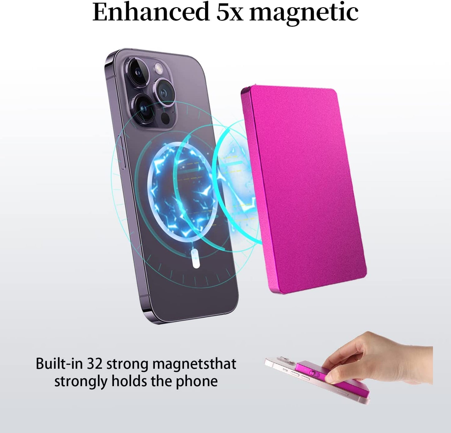 Magnetic Card Wallet Holder for Magsafe，Slim Metal Wallet Card Holder，Eject Credit Card with One Click Prevent Theft Locking Cards Function ，Card Holder for Phone Case Compatible with All Type Phone  SMRA   