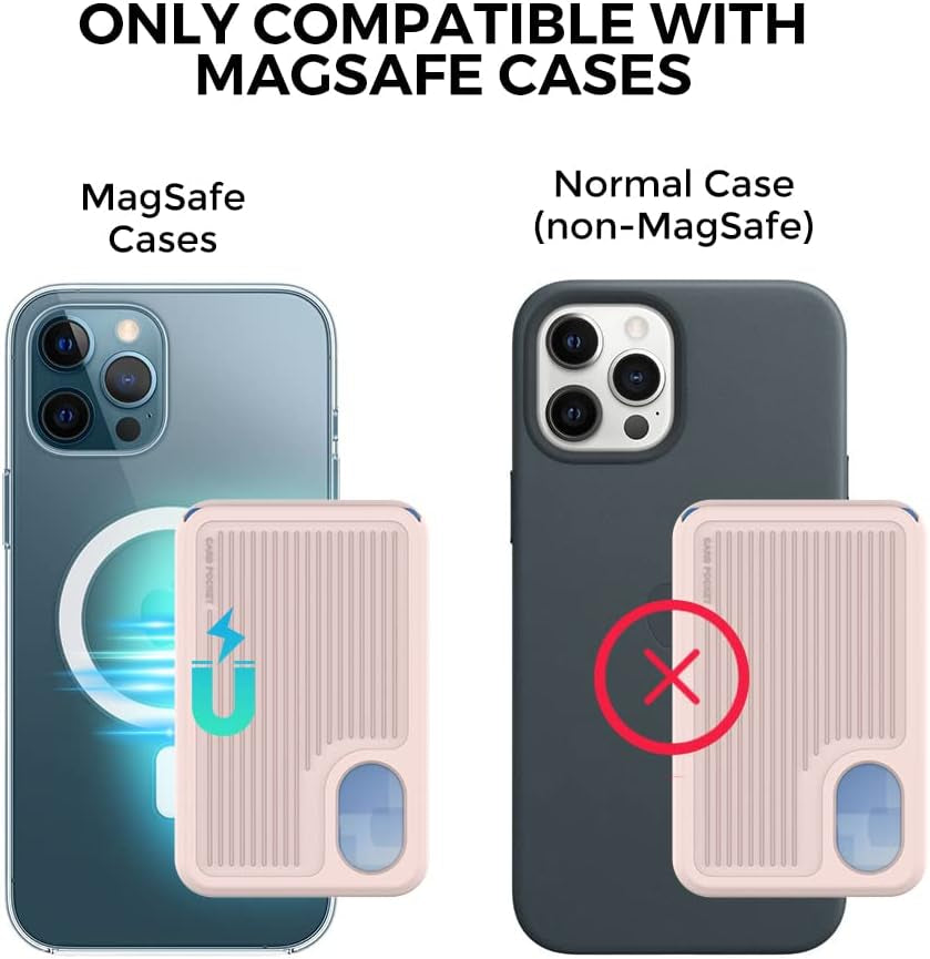 AHASTYLE Card Holder for Back of Phone for Magsafe Strong Magnetic【Rfid Shielding】 Silicone Wallet Compatible with Iphone 14/13/12/Pro/Pro Max/Mini (Pink)  AHASTYLE   