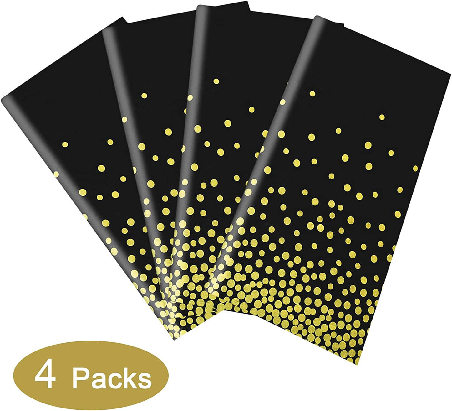 Gexolenu 4 Pack Black and Gold Disposable Plastic Tablecloth for Rectangle Tables(54" X 108"), Party Table Cloth Birthday,Table Cloths Graduation Decorations Class of 2023  Gexolenu   