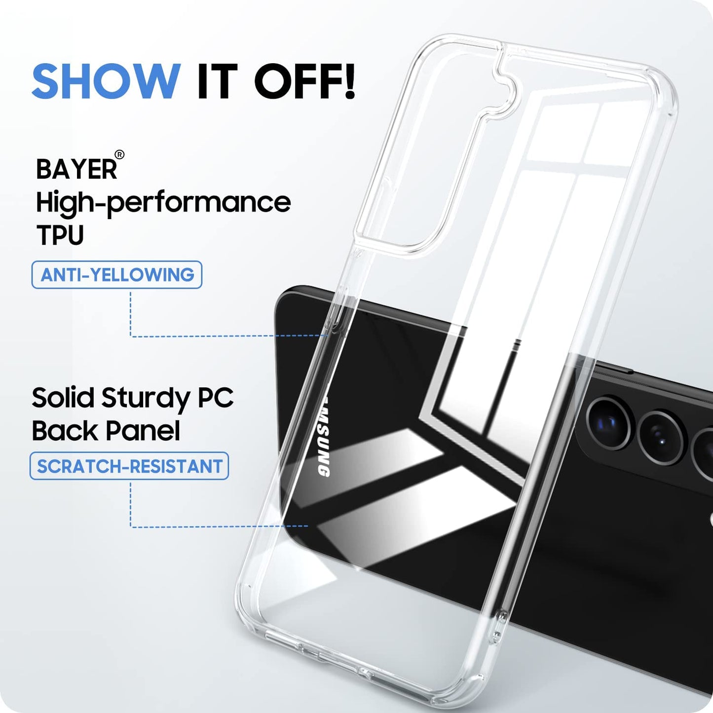 EJGNA for Samsung Galaxy S22 Phone Case, [20X Anti-Yellowing] [Military-Grade Drop Protection] for Galaxy S22 Case 5G 6.1", Hard PC Back+Flexible TPU Frame, Diamond Clear  EJGNA   