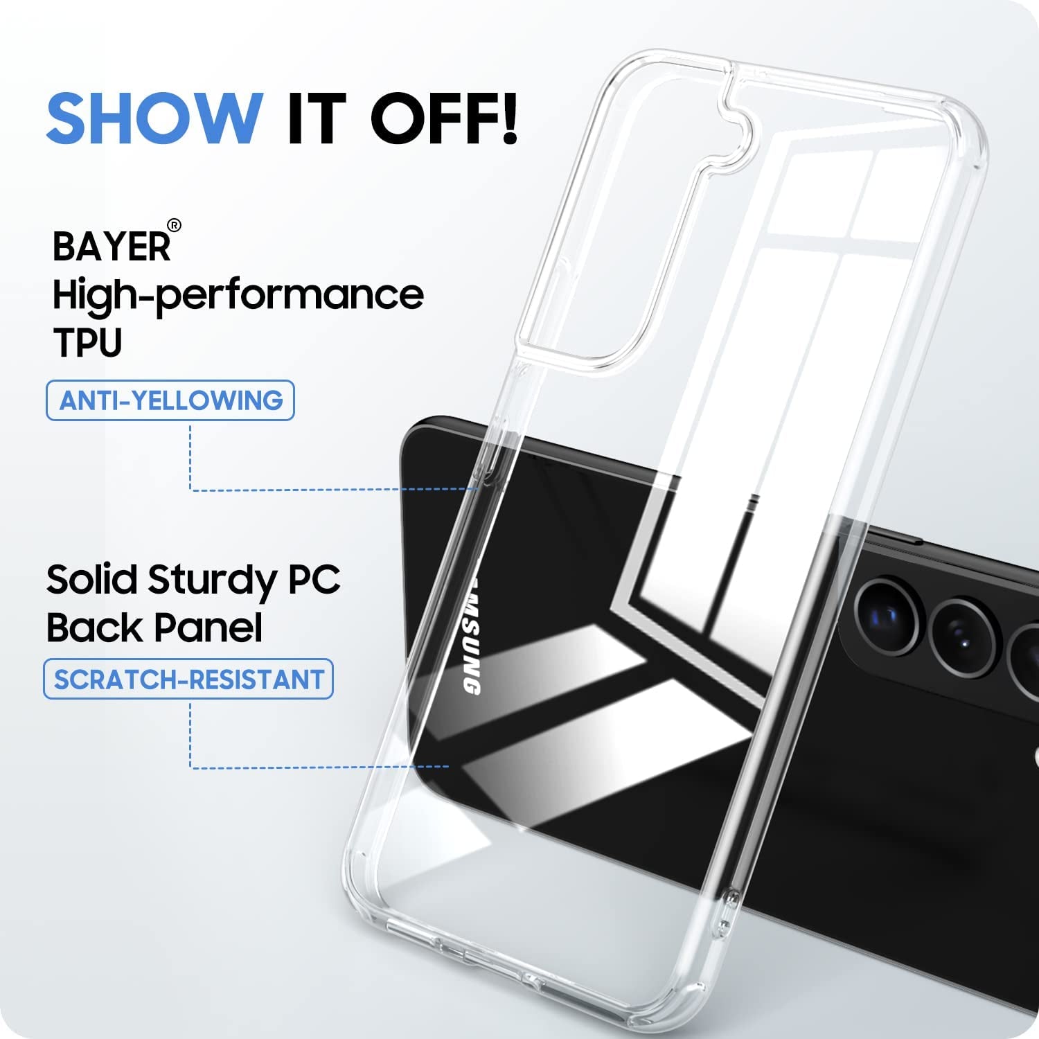 EJGNA for Samsung Galaxy S22 Phone Case, [20X Anti-Yellowing] [Military-Grade Drop Protection] for Galaxy S22 Case 5G 6.1", Hard PC Back+Flexible TPU Frame, Diamond Clear  EJGNA   