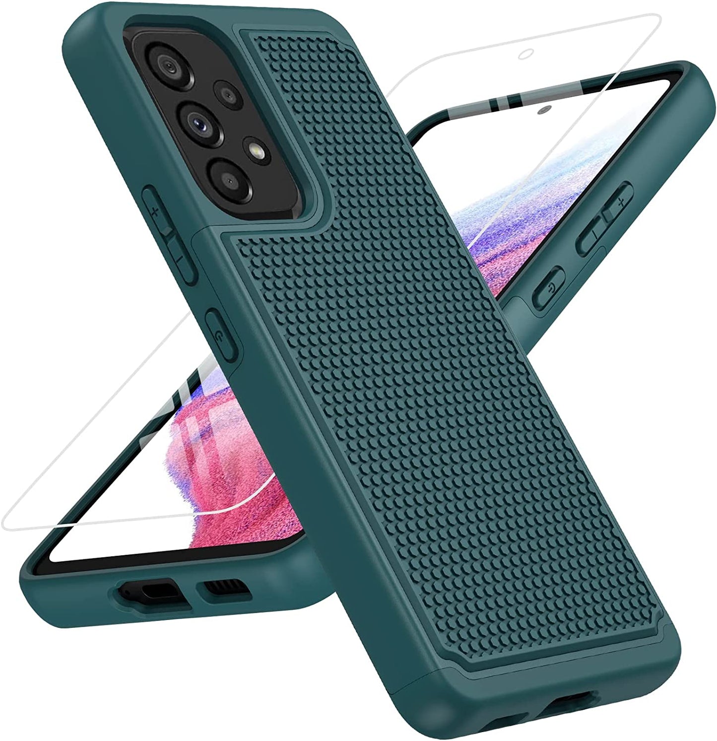 BNIUT for Samsung Galaxy A53 5G (Galaxy A53 5G UW) Case: Dual Layer Protective Heavy Duty Cell Phone Cover Shockproof Rugged with Non Slip Textured Back - Military Protection - 6.5Inch (Dark Green)  binghexin   