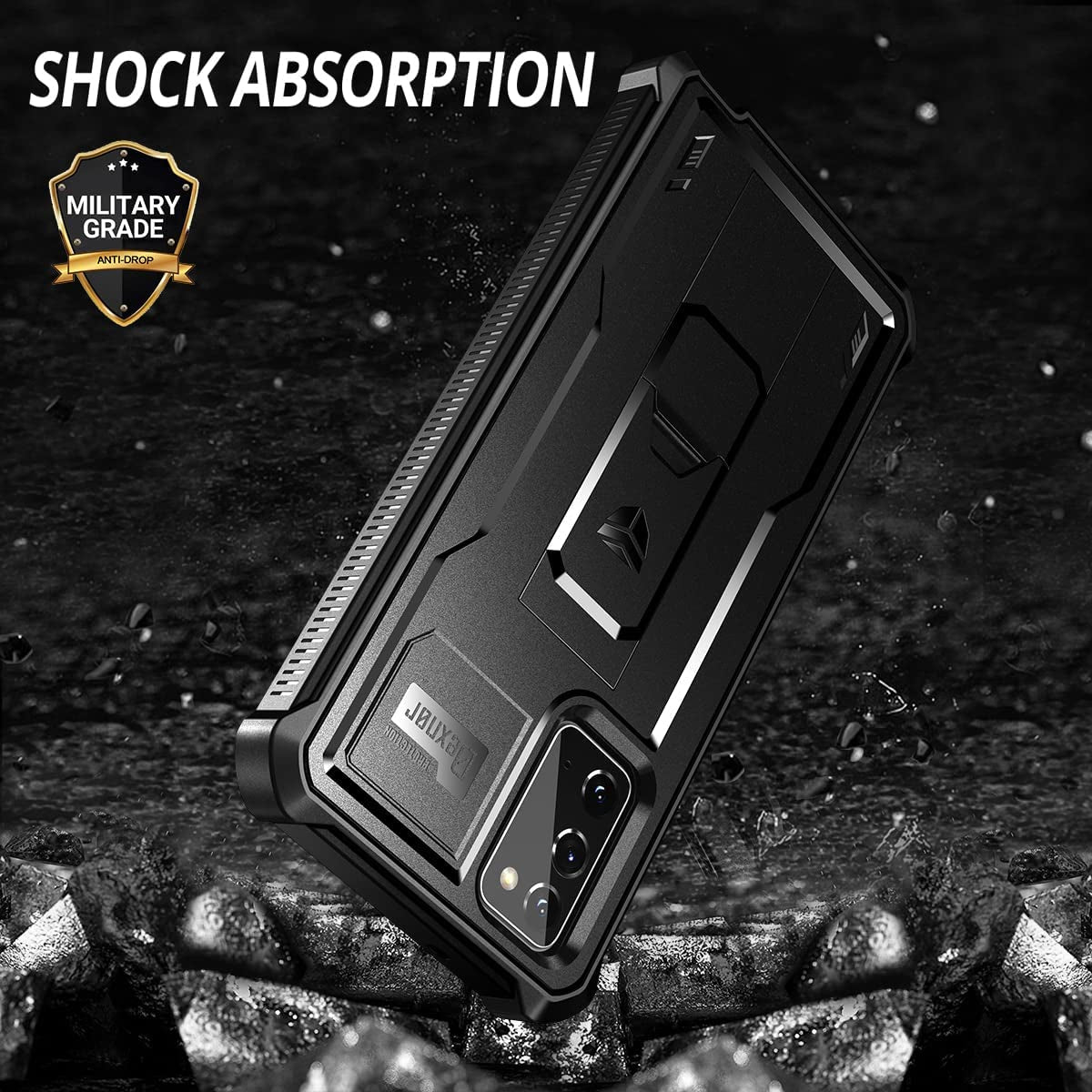 Dexnor for Samsung Galaxy Note 20 5G Case, [Built in Screen Protector and Kickstand] Heavy Duty Military Grade Protection Shockproof Protective Cover for Samsung Galaxy Note 20 Black  Dexnor   